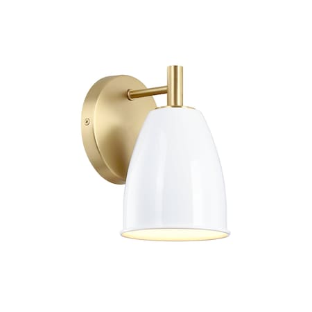 Designers Fountain Biba 8in 1-Light Brushed Gold Modern Indoor Wall Sconce with Metal Shade D300M-WS-BG